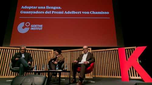 Marjana Gaponenko, Abbas Khider and Klaus Hübner. Moderator: Jordi Soler