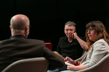 Simon Roy, Rodrigo Fresán and Laura Fernández